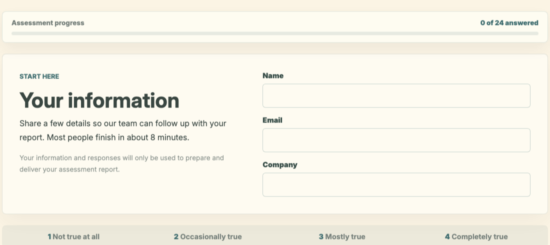 Preview of the Ownership Transition Readiness Assessment form